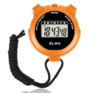 Digital Sports Stopwatch Handheld Shockproof Waterproof Stopwatch with LCD Display for Coaches, Swimming ,Split Lap Timer, Running Training, Neck Stopwatch (Orange)
