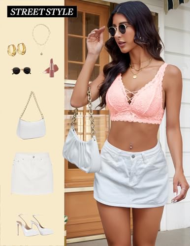 Image of Avidlove Lace Bralette for Women Sexy Unpadded and Unlined Wireless Bra V Neck Criss Cross Everyday Lingerie Bralettes
