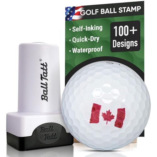 Ball Tatt - Canada Golf Ball Stamp, Golf Ball Stamper, Self-Inking Golf Ball Stamp Markers, Reusable Golf Ball Marking Tool to Identify Golf Balls, Golfer Gift Golfing Accessories