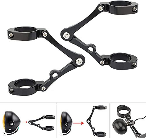 Motorcycle Headlight Bracket Head Lamp Holder Headlight Cnc Fork Mounting Brackets 39Mm-41Mm Universal Fork Tube Spotlight Holder For Cafe Racer Chopper Bobber (Black) #TOP3
