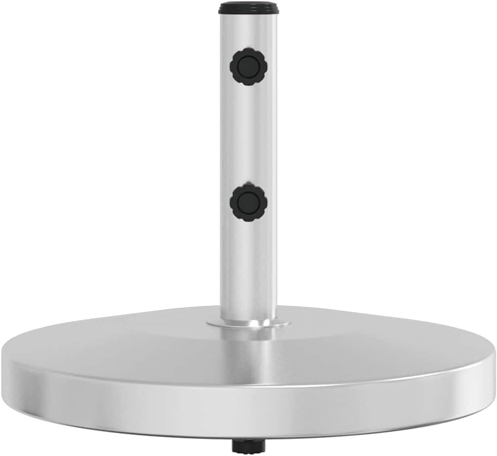 vidaXL Heavy Duty Stainless Steel Parasol Base 55 lb for Ø1.3/1.5/1.9 in Poles Outdoor Umbrella Holder Design Elements Gray Silver Finish Patio Balcony Stand Bases Large Weighted Round