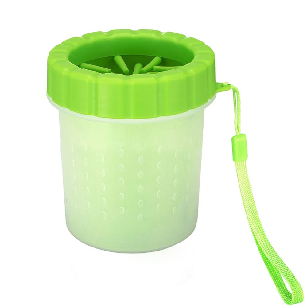 Dog Paw Cleaner Dog Paw Washer Cup with Lanyard, 2 In 1 Portable Silicone Pet Cleaning Brush Feet Cleaner for Small Dogs, Cat Paw Cleaner Dogs Grooming Dog Foot Cleaner (Green)