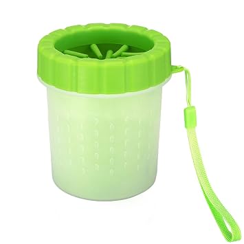 Dog Paw Cleaner Dog Paw Washer Cup with Lanyard, 2 In 1 Portable Silicone Pet Cleaning Brush Feet Cleaner for Small Dogs, Cat Paw Cleaner Dogs Grooming Dog Foot Cleaner Green