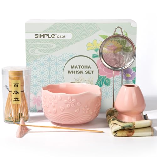 SIMPLETaste Matcha Whisk Set for Macha Lovers (Pink)