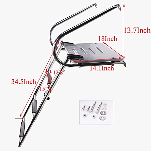 3 Steps Fiberglass Platform Deck Ladder Stainless Steel Boat Deck Ladder Kayat Step Ladder With 2 Handrails #TOP1