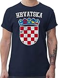 T-Shirt Herren - Fussball EM 2024 Fanartikel - Kroatien Wappen WM - 4XL - Navy Blau - fu Ball Croatian t Shirt fußball kroatische t-Shirts kroatisch Tshirt männer Flagge Kroatien-Trikot - L190