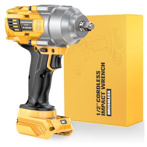 NATBEESY Impact Wrench Compatible with DeWalt 20V MAX Battery: 1/2 Inch Hog Ring Impact Driver - 1000N.m(750ft-lbs) Cordless Impact Gun - Brushless Motor with LED Light And Blet Clip - Tool Only