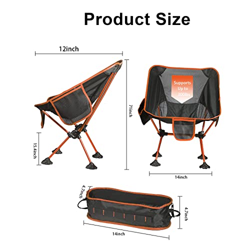 Kvittra Portable Camping Chair, Breathable Mesh Construction 2 Side Pockets Aluminum Frame Camp Chair With Carry Bag Compact And Lightweight Folding Chair For Backpacking And Camping #TOP2