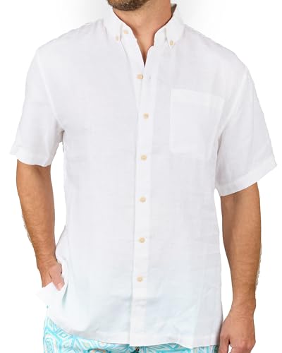 Men's Short Sleeve Button-Down Hawaiian Shirt, Soft Rayon Tropical Print, Regular and Relaxed Fit, Lightweight Summer Party Shirt for Beach, Cruise, Vacation, Wedding, Casual or Resort Wear