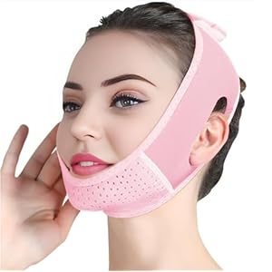 V Line Lifting Mask with Chin Strap for Double Chin for Women, Chin Up Patch, Chin Strap, V Shaped Belt, V Shaped Face Mask for Saggin Reusable V Shaped (Pink)