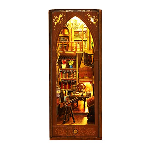 Diy Book Nook Kit, 3D Wooden Puzzle Bookend For Bookshelf Decor, Light Up Tiny Miniature Dollhouse Diorama Model Kits For Adults (Library Of Book Nook) #TOP5
