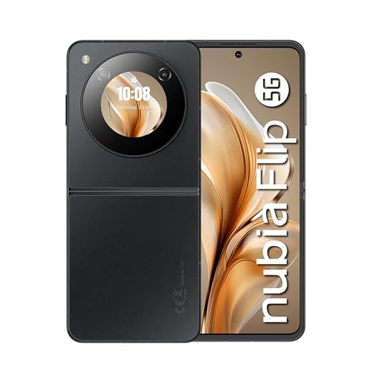 nubia Flip Smartphone 5G con schermo AMOLED pieghevole da 6,9" FHD+ e display esterno, Memoria 256GB, RAM 20GB (8+12Gb memory fusion) Fotocamera 50MP, Selfie cam 16MP, Ricarica rapida 33W, Black