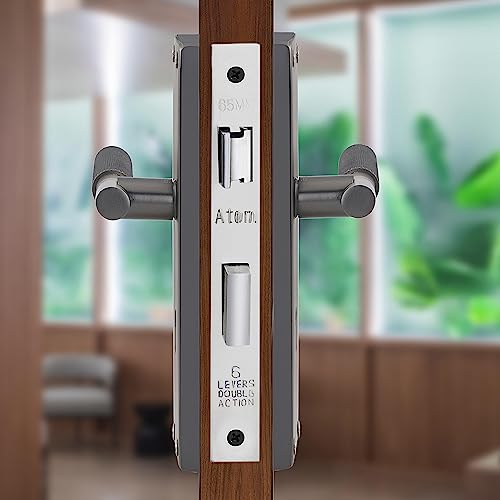 Image of Atom 8 Inch Heavy Duty Mortise Door Lock for Bedroom, Living Room, Main Door, Black-Silver Finish | 3 Keys | 6 Lever Double Stage Lockset for House Hotel Office (MIA-D-KY)