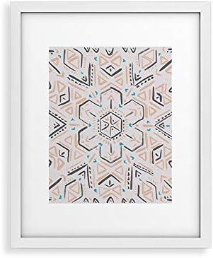 Deny Designs Schatzi Brown Framed Art Print, White Modern (8" x 10"), Line Tribal Mandala 1A