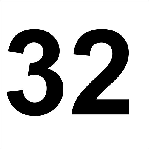 3 veces Número ''32 alta calidad Número decorativo, Negro, Resistente a la intemperie, 10 cm de alto, de alto rendimiento pantalla, sin fondo, números, número, – Cubo de basura, contenedores, uahl