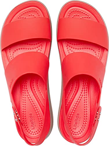 Image of Crocs Women's Brooklyn Low Wedge W Flame /Mushroom Fashion Sandals-2 Kids UK (206453-6SQ)