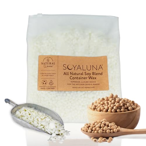 Soyaluna 0.8Kg All Natural No Paraffin Soy Blend Container Wax for Candle Making - Premium Container Wax, Easy to use. Smooth Surface, no Tunnelling, Low Frosting, Strong Throw and Clean Burning.