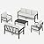 VONZOY Aluminum Outdoor Furniture Sets with Cushions 5-Piece Sectional Patio Conversation Sofa Set with Coffee Table for Garden, Lawn, Backyard,Deck