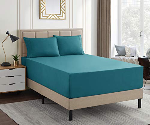 Image of 1500 Supreme Collection Extra Deep Pocket Sheets Set - Luxury Soft Bed Sheets, Wrinkle Free, Bedding, Over 40 Colors, 21 inch Extra Deep Pocket,Extra Deep - Cal King, Teal