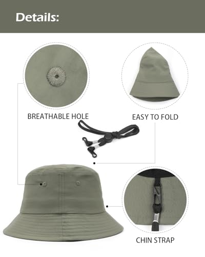 Image of XXL XL L Bucket Hat For Big Heads,M S Quick-Dry Travel Sun Hat With Chin Strap,Lightweight Summer Fisherman Hat Packable