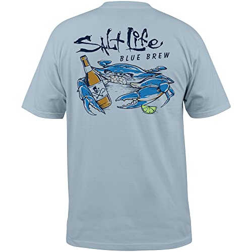 Salt Life Men's Blue Brew Crab Short Sleeve Classic Fit Shirt