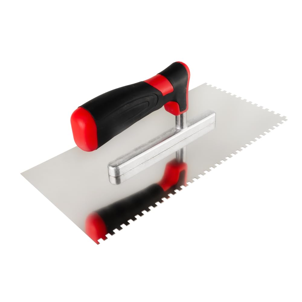 Curseur à dents 4x4 mm pour la pose de carrelage Spatule dentaire Curseur en acier inoxydable Poignée ergonomique Profi Acier inoxydable 270 x 130 mm