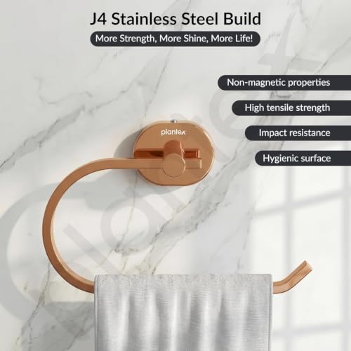 Image of Plantex Towel Ring for Bathroom /J4 Stainless Steel Towel Hanger /Napkin Holder for Wash Basin /Bathroom Accessories - Pack of 1 (Rose Gold)