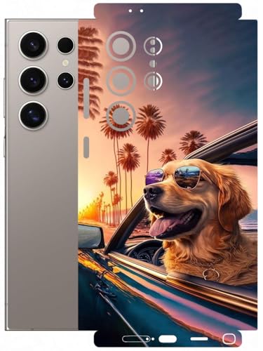 Image of AtOdds - Full Body Back Screen Guard Protector Film - Lamination Wrap Skin Sticker Compatible with Samsung Galaxy S24 Ultra | Scratchproof Matte Finish (Happy Doggo)