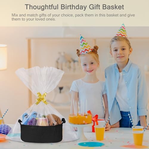 Image of Small Empty Gift Basket with Bag & Ribbons, Black