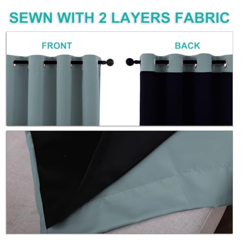 Image of NICETOWN 100% Blackout Curtains for Shift Workers, Laundry Room Decor Window Treatment Drapes, Thermal Insulated Energy Smart Draperies for Villa, Hall and Studio, Stormy Sea, Set of 2, 52 inch W x 95 inch L