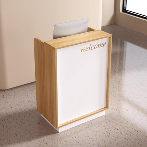 Mostrador de caja registradora pequeña, mesa de recepción moderna for salón, barbería, tienda de ropa, recepción de oficina(F,70x50x110cm)