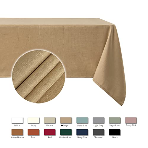 Maxmill MM-COSMO-BEIGE-52X70 Rectangle Slubby Textured Tablecloth Waterproof Spillproof Wrinkle Free Table Cloth, Kitchen Dining Tabletop Decoration thumb #3