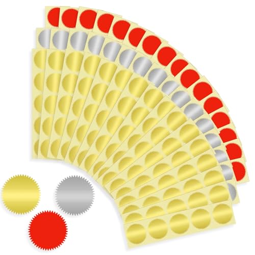 Elegaperma 240 Pcs Embossing Stickers, Gear Design Book Embosser Stickers with Matte Foil Finish, Gold Seal Sticker for Envelopes, Certificates, Gift Wrapping and Stationary Embellishment