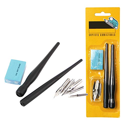 Ruixib Black Comic Dip Pen Set Ink Writing Calligraphy Pen Artists Drawing Cartoon Pens With 5 Replacement Nibs For Comic Calligraphy Pen-And-Ink Drawing #TOP14