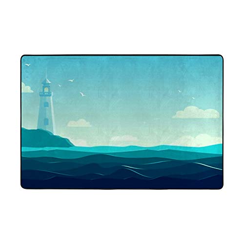 Tapis de grande taille en microfibres de corail bleu pour salon