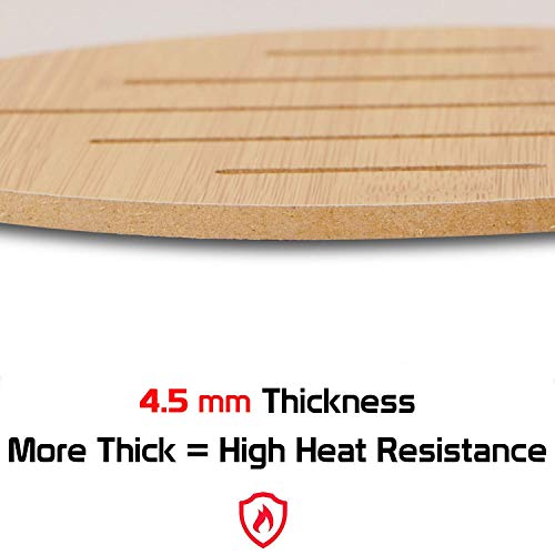 Image of HOKIPO Eco-Friendly Bamboo Wooden Coasters for Home Pan Pot Holder for Dining Table Heat Pad for Kitchen - Pack of 4 (AR2820-D5)