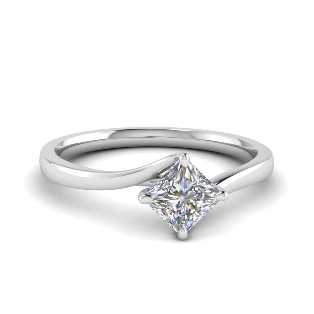 Anillo de Diamantes para regalo de compromiso con diseño en remolino de plata 5
