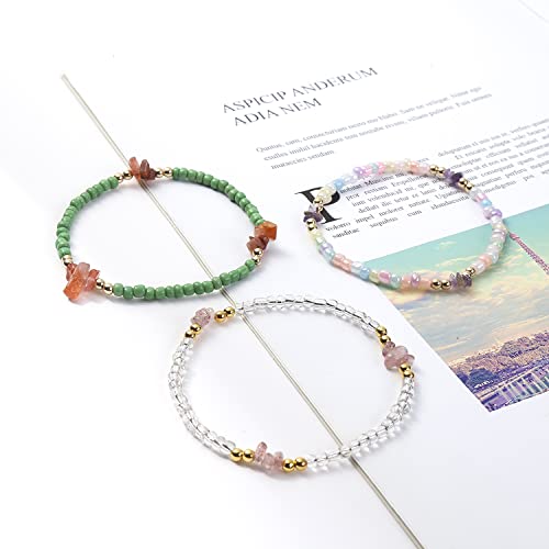 24Pcs Healing Crystals Ankle Bracelets For Women Irregular Chips Natural Stone Anklets Handmade Colorful Crystal Gravel Anklets Adjustable Energy Healing Anklets … #TOP6