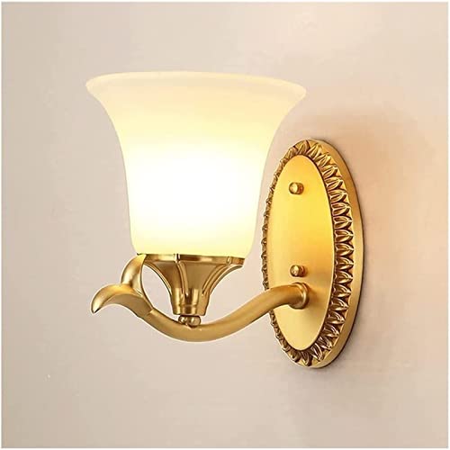Lámpara de pared de latón Mid-Century con aplique LED de vidrio para salón