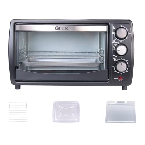 GOLUX GT12 Black Countertop Toaster Oven, 12L Compact Small Oven,