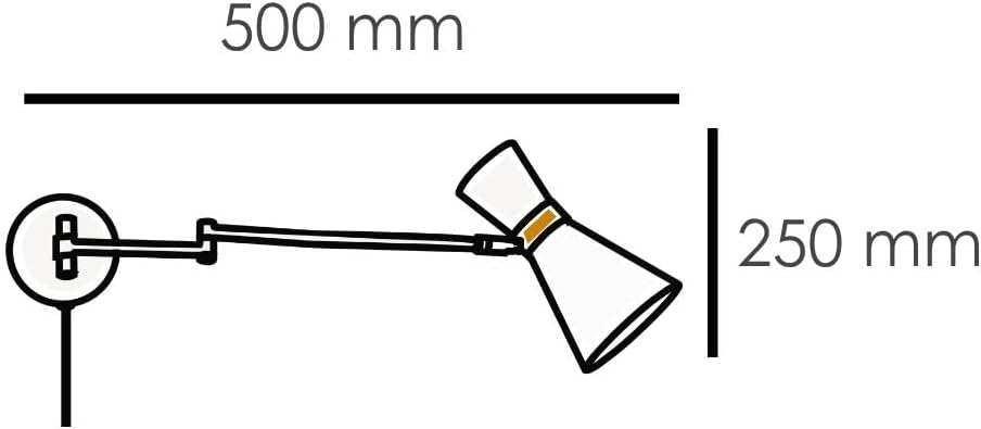 LAINA Ronnie Modern style wall lamp, Decorative metal lamp for room, Wall lamp with modern minimalist finishes for living room (Black)