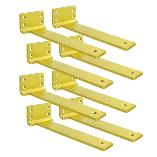 Floating Shelf Brackets 6 inch 8 Pack L Brackets for Shelves Gold Metal Heavy Duty Shelf Bracket for DIY Decorative with Mounting Hardware