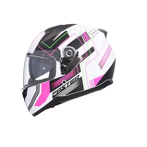 Shiro HEMETS Casco Integral SH-667 Faster Blanco Rosa Mate con Gafas Solar (M)