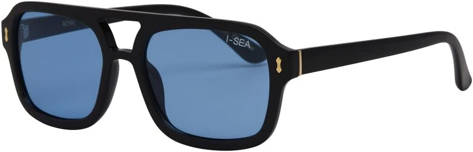 I-SEA Women's Royal Polarized Sunglasses - Retro Aviator Sunglasses for Women, Trendy Sunglasses with Scratch-Resistant Lenses & Polycarbonate Frame - Black Frame, Blue Polarized Lens - Image 2