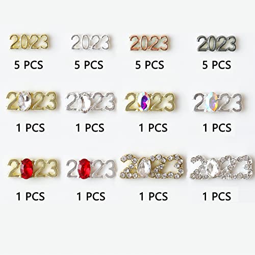 2023 Nail Art Decorations, 2023 Number Nail Rhinestone Rivet, 3D Alloy Nail Glitter Design, Metal Digit Nail Diamond Supplies For Women Girls Manicure Decorations, Diy Jewelry Making Crafts #TOP5