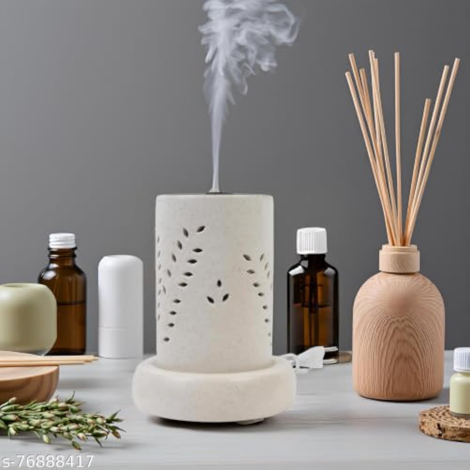 Ceramic Essential Oil Diffuser with Floral Cutout Design