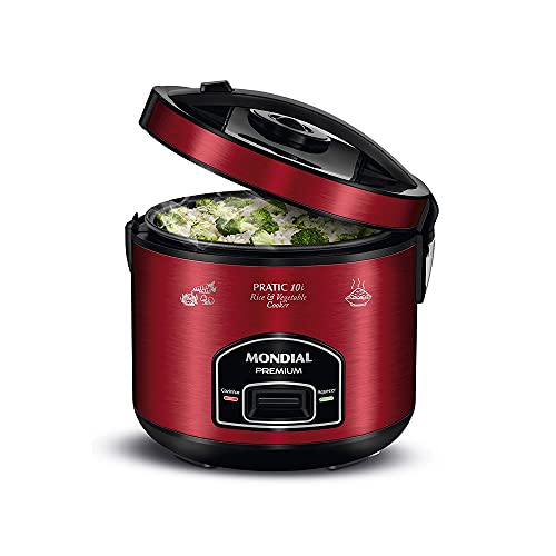 Panela Elétrica de Arroz, Mondial, Vermelho/Inox, 700W, 110V - PE-46-10X