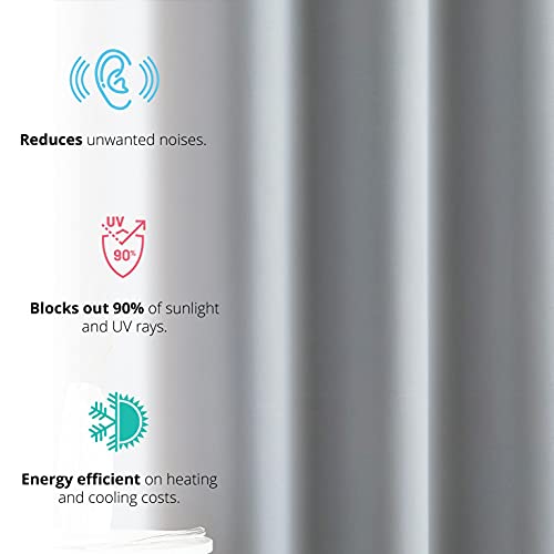 Hlc.me Oxford - Light Grey Blackout Curtains - Grey Curtains For Bedroom, Noise Reduction Thermal Insulated Window Curtain Grommet Panels, Set Of 2 (52 W X 84 L, Light Grey) #TOP2