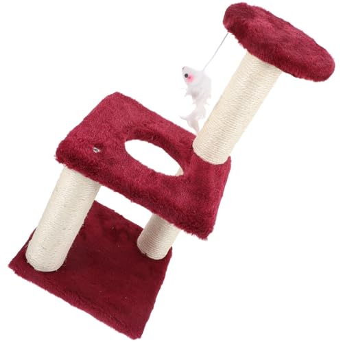 Poste rascador vertical para gato con cuerda de sisal y torre multi-capa miniatura 1