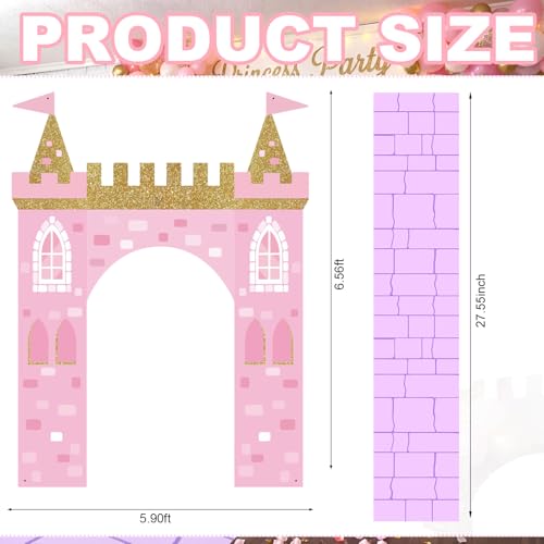 Frienda Princess Party Decorations Kit Pink Castle Backdrop Princess Door Cover with Rug 200 Purple and Pink Paper Chain Royal Kingdom Wall Fort for Renaissance Knight Castle Photo Props by Frienda - Used condition - Image 3